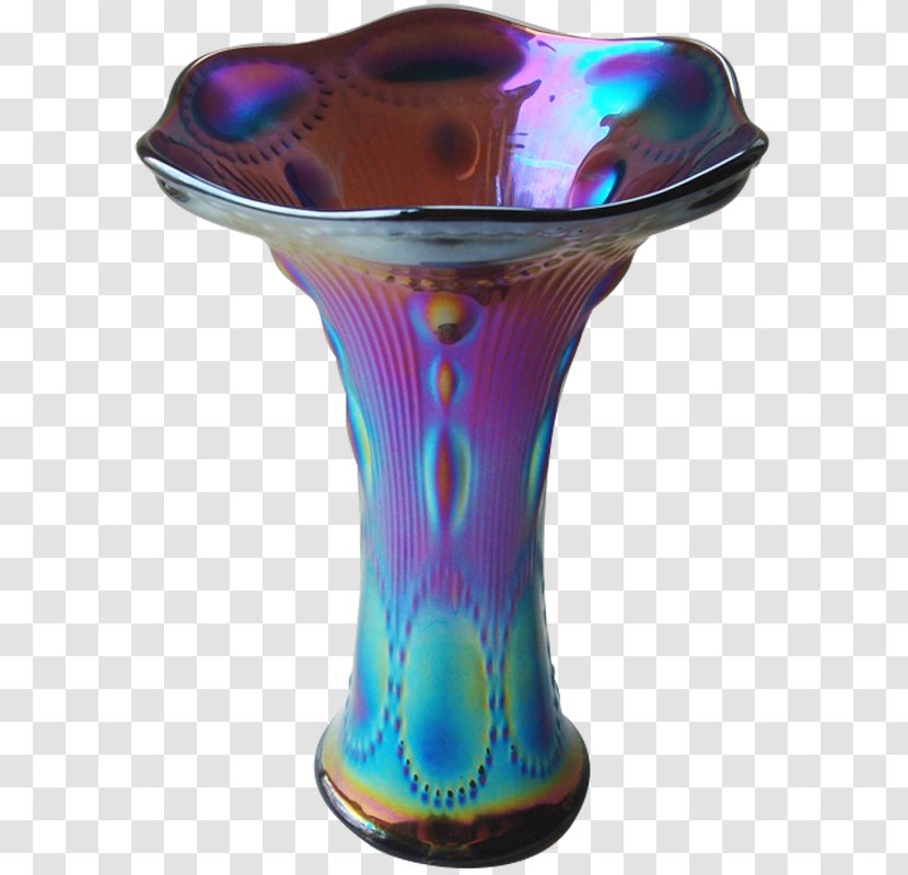 Vase Carnival Glass Beadwork Cobalt Blue Transparent PNG