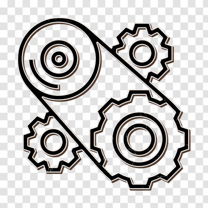 Engineering Icon Cogwheels Process - Symbol Line Art Transparent PNG