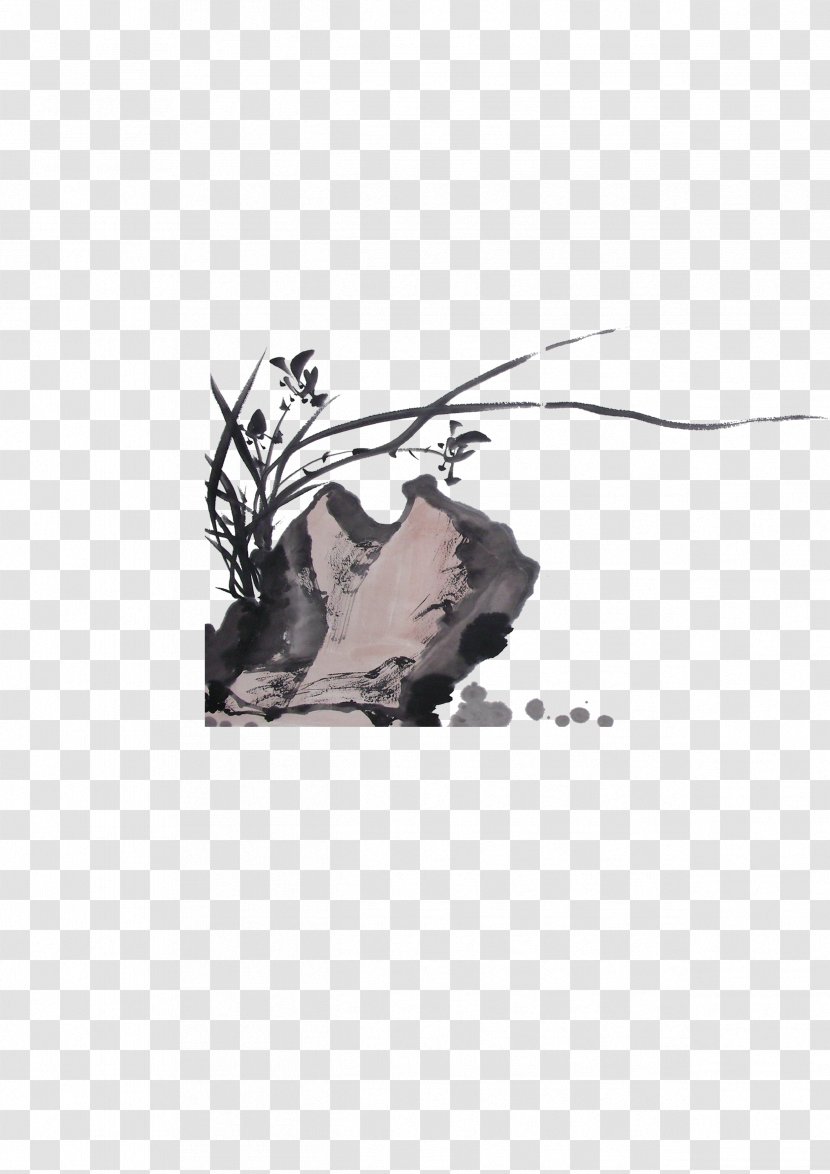 Ink Wash Painting Shan Shui - Chinese Style Vector Material Stone Transparent PNG