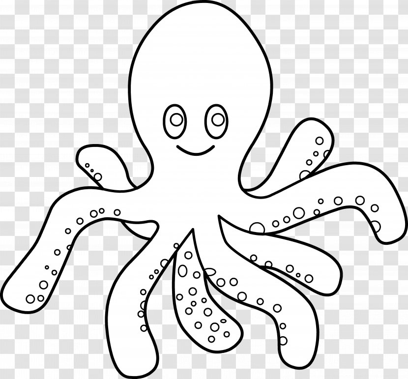 Octopus Black And White Clip Art - Flower - Outline Cliparts Transparent PNG