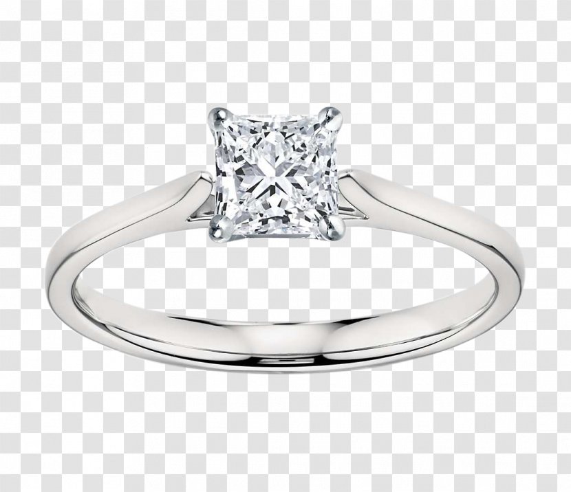 Diamond Wedding Ring Princess Cut Engagement - Metal - Solitaire Transparent PNG