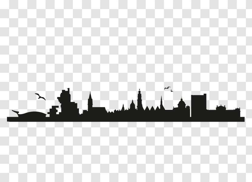 Wall Decal Sticker Bedroom Living Room - Monochrome - Skyline Silhouette Illustration Transparent PNG