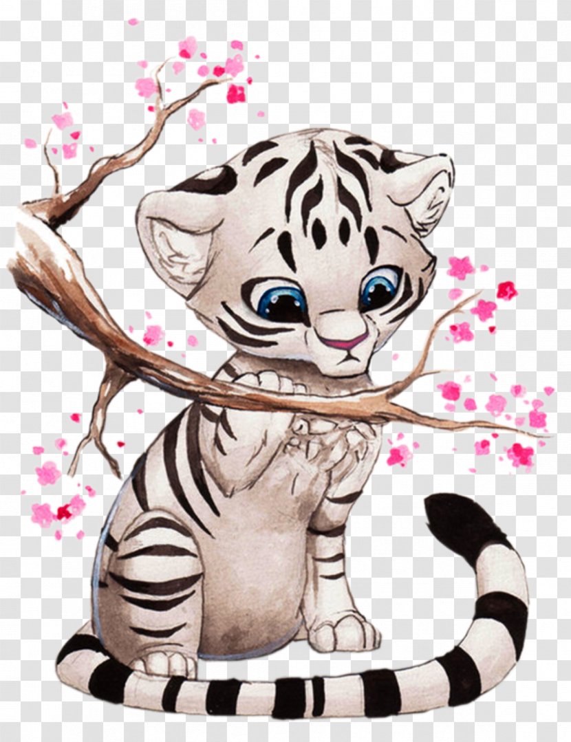 White Tiger (Ava Ayala) Cat Drawing Transparent PNG