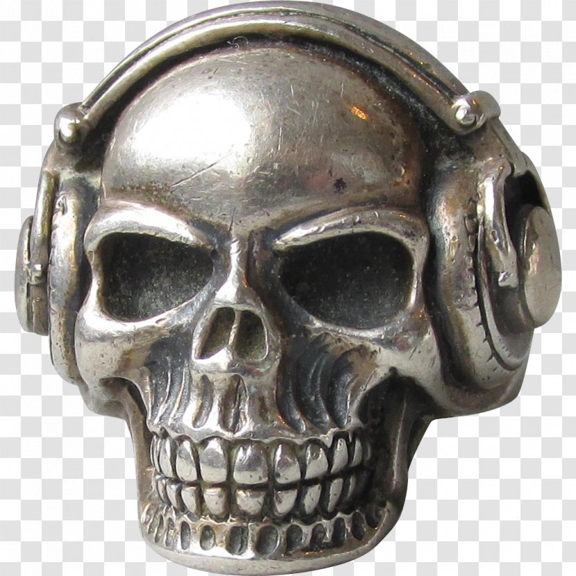 Silver Skull - Bone - Wearing Sunglasses Transparent PNG