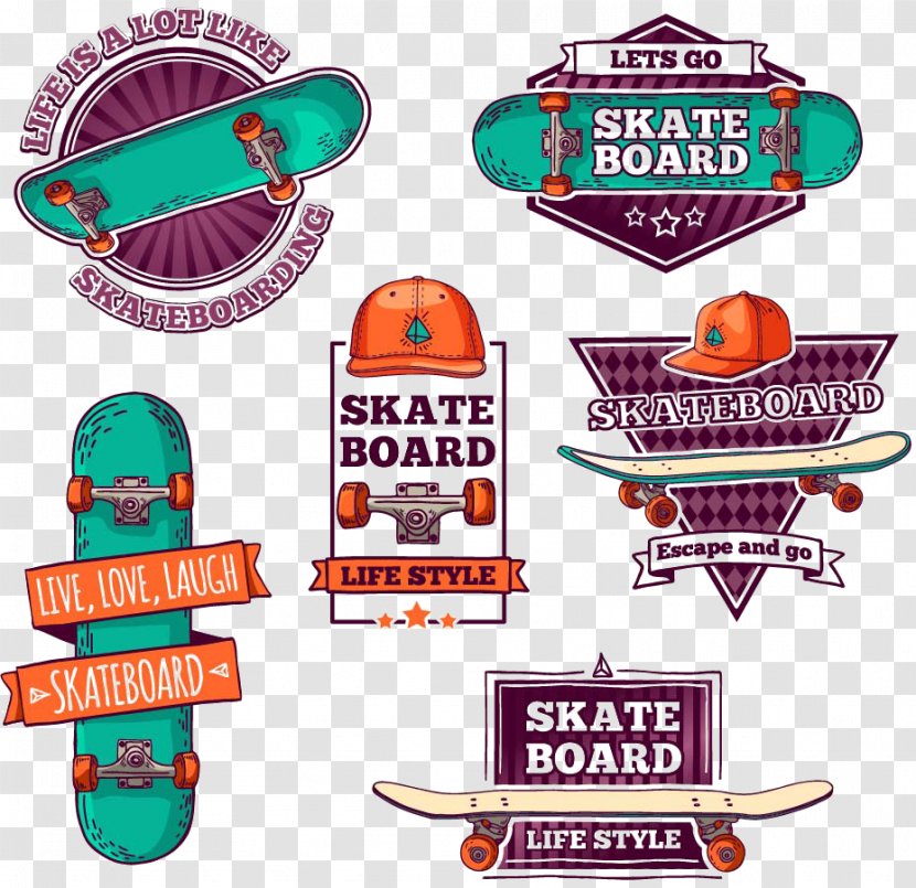 Logo Skateboard Vintage Clothing Label - Creative Design Transparent PNG