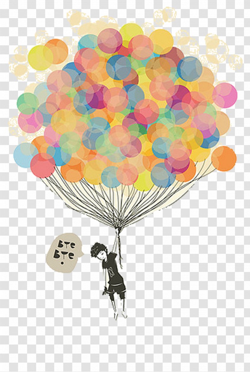 Balloon Drawing Stock Photography Illustration - Child - The Cartoon Takes To Fly Boy Transparent PNG