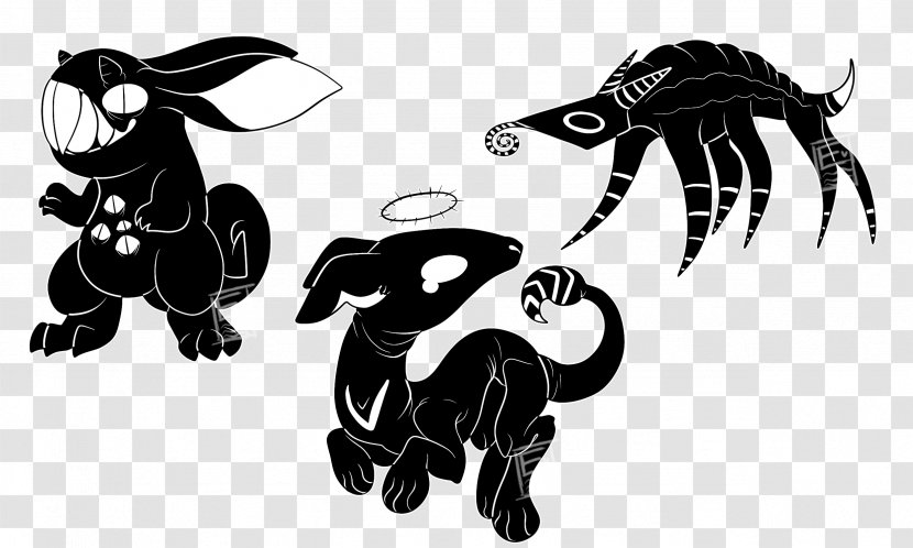 Drawing Black And White Demon Shadow - Dog Like Mammal - Creature Transparent PNG