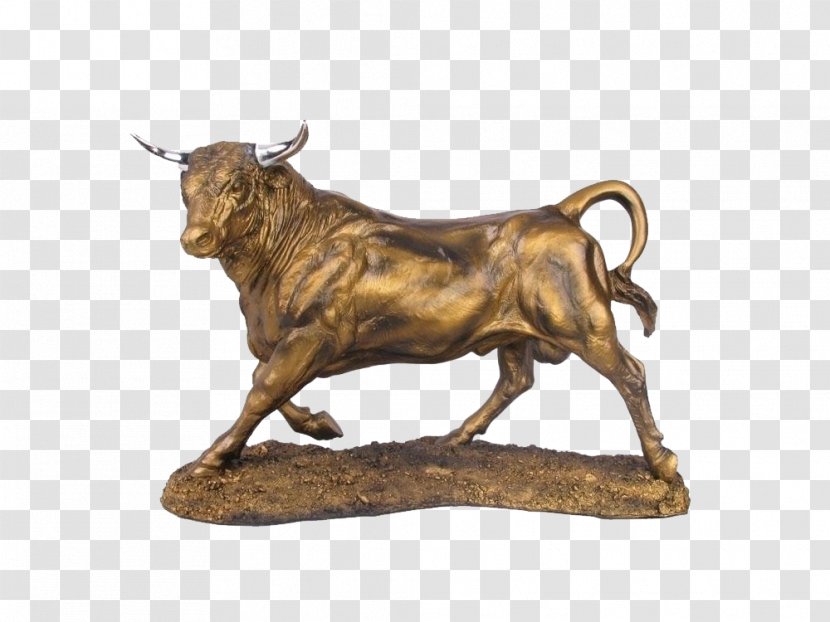 Charging Bull Cattle Ox Copper - Bronze Sculpture - Big Cow Transparent PNG