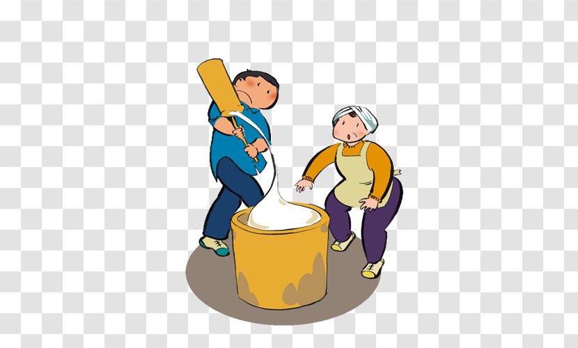 Rice Cake Nian Gao Kagami Mochi Illustration - Profession - Husband And Wife Together To Play Transparent PNG