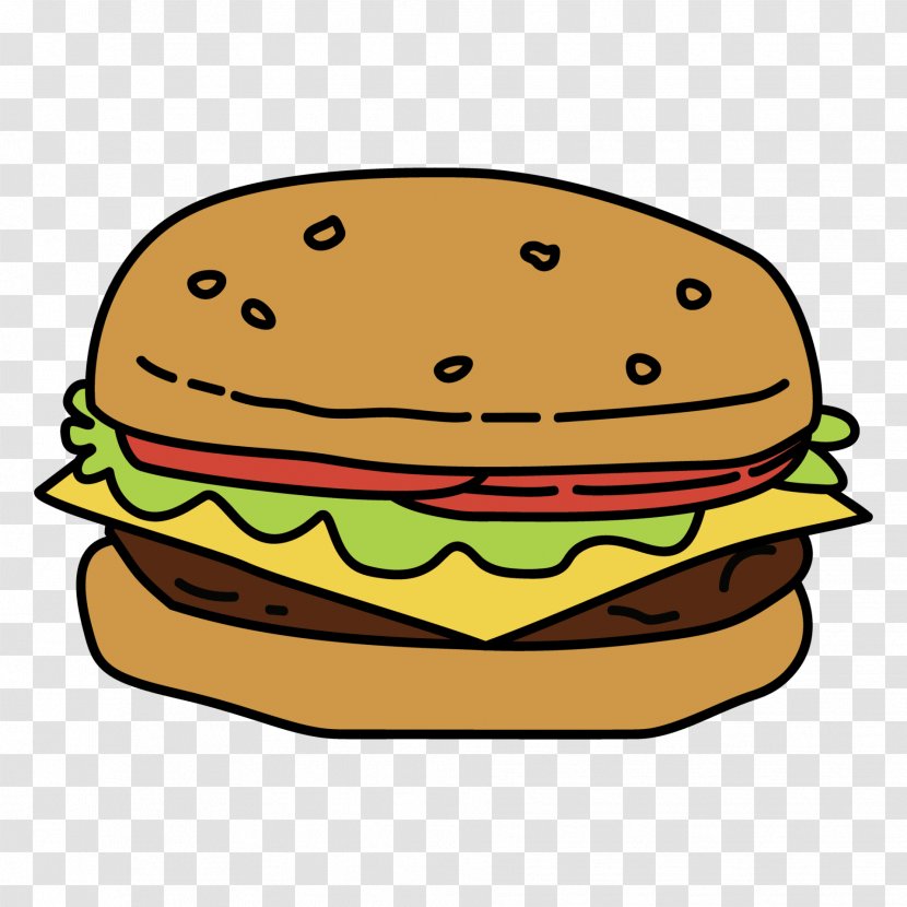 Hamburger T-shirt Cheeseburger Veggie Burger Fast Food - Sticker Transparent PNG