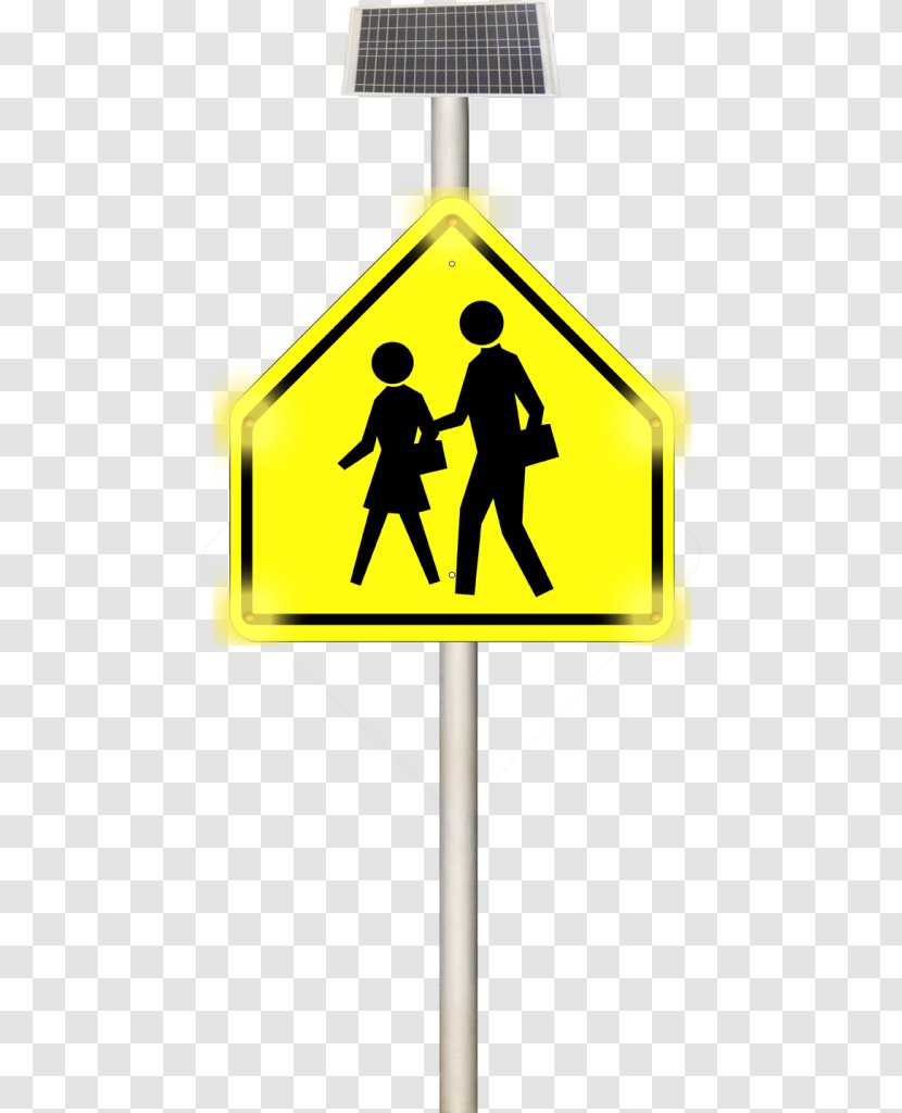 Pedestrian Crossing School Zone Sign - Yellow - Traffic Transparent PNG