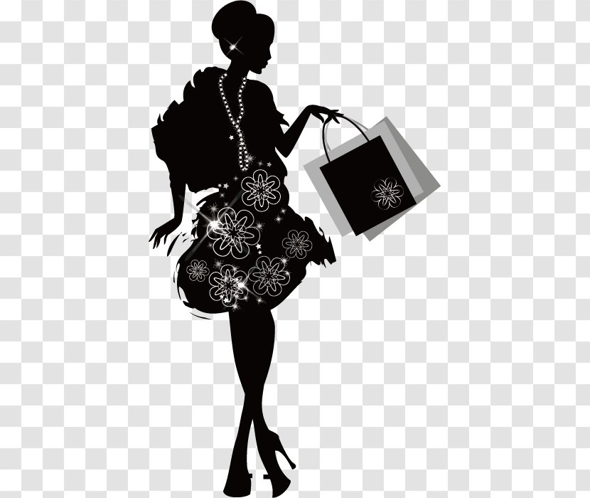 Shopping Fashion Woman Silhouette - Frame - Flower Transparent PNG
