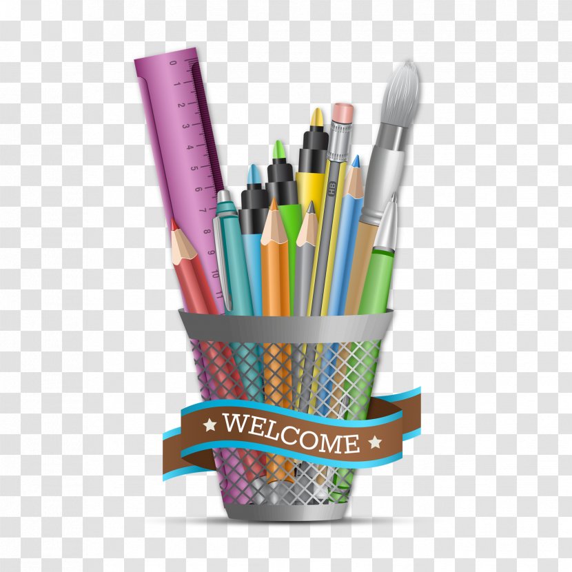 Pencil Pens Paper Brush Pot Drawing Transparent PNG