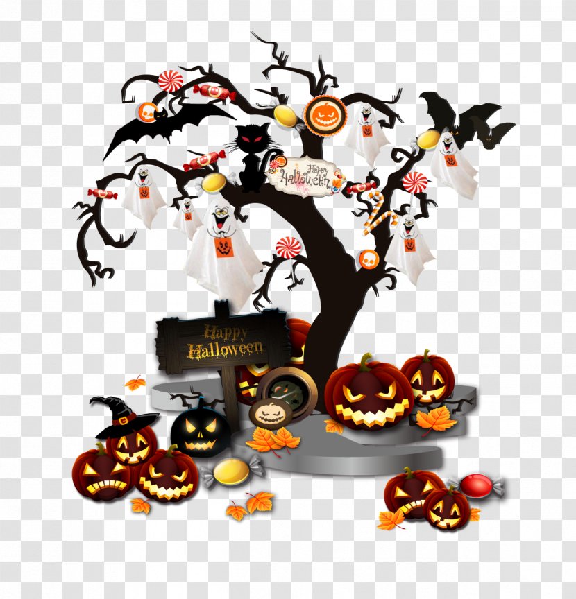 Halloween Ghost Tree - Penguin - Y%c5%abrei Transparent PNG