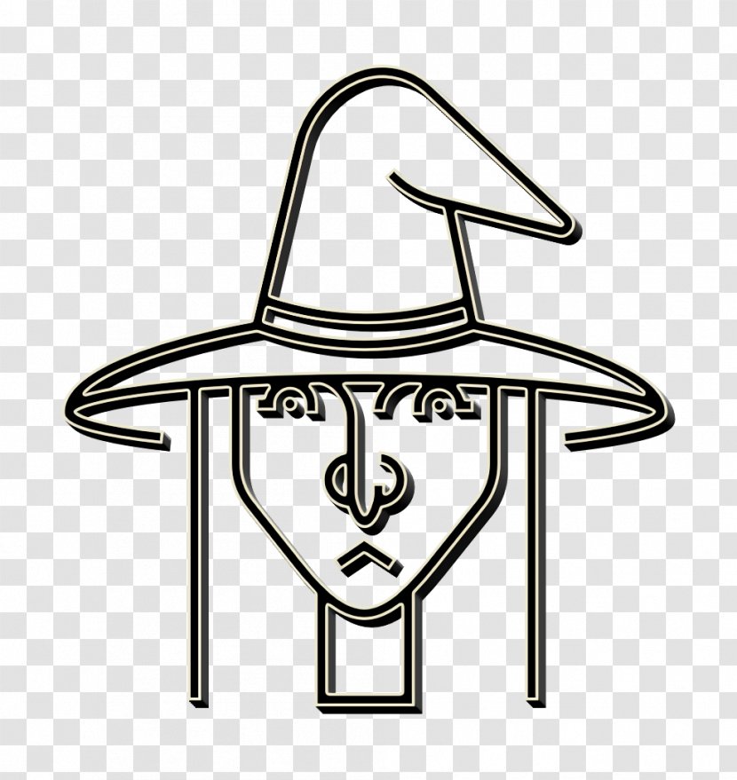 Fantasy Icon Halloween Hat - Blackandwhite - Line Art Transparent PNG