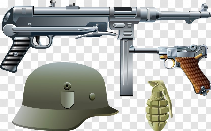 Germany Weapon Firearm Submachine Gun - Cartoon - Vector Grenade Transparent PNG