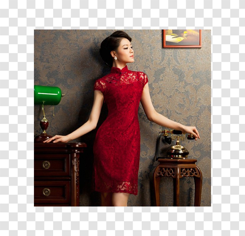 Cheongsam Wedding Dress Mandarin Collar Cocktail - Satin Transparent PNG