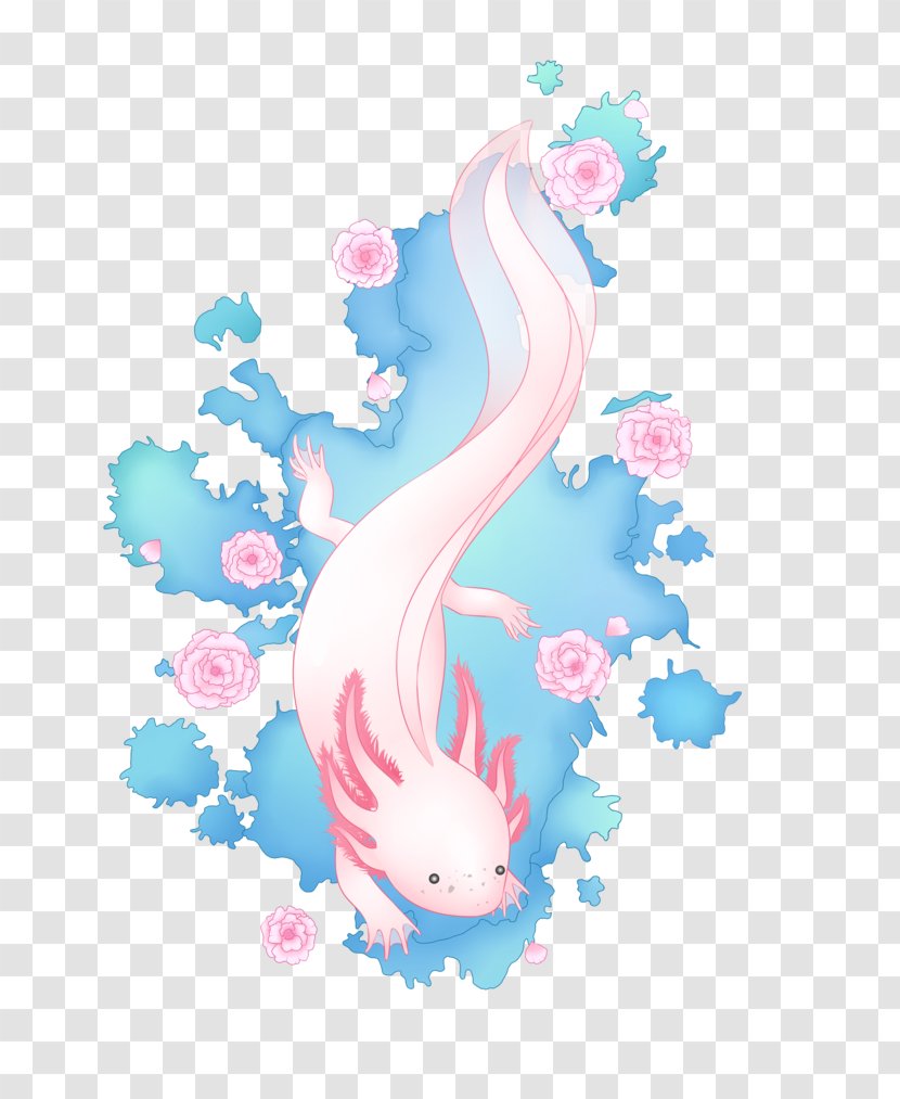 Axolotl Art Drawing Salamander - Mythical Creature Transparent PNG