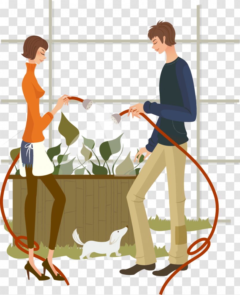 Drawing Clip Art - Conversation - Watering Together Men And Women Transparent PNG