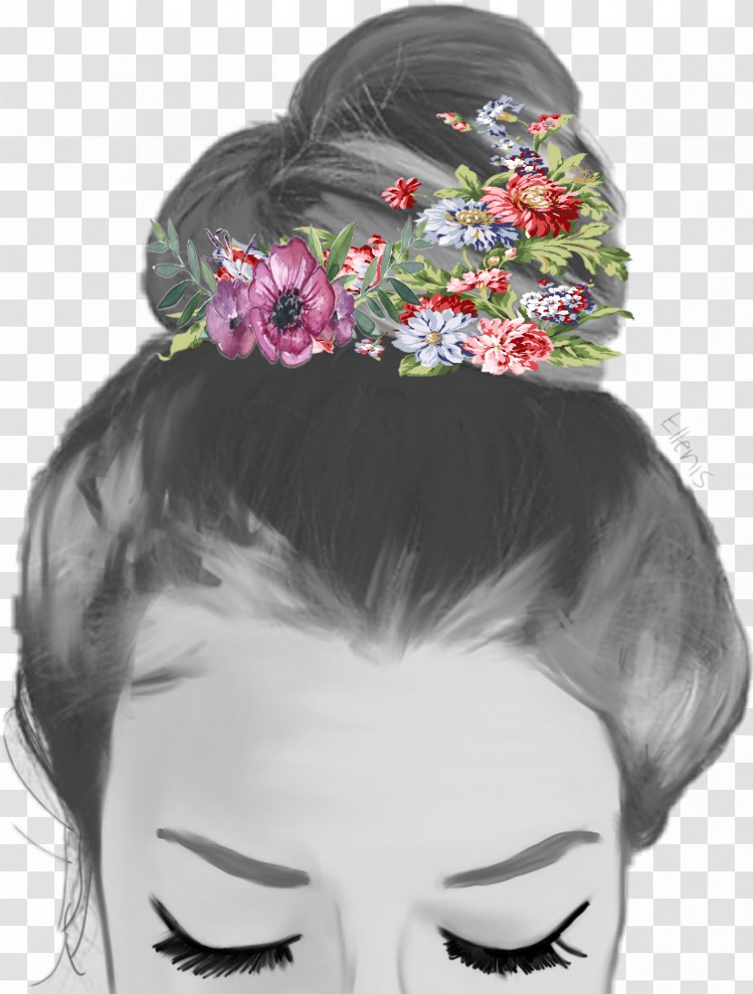 Hairstyle Floral Design Chignon Braid Long Hair - Headpiece - For Picsart Transparent PNG