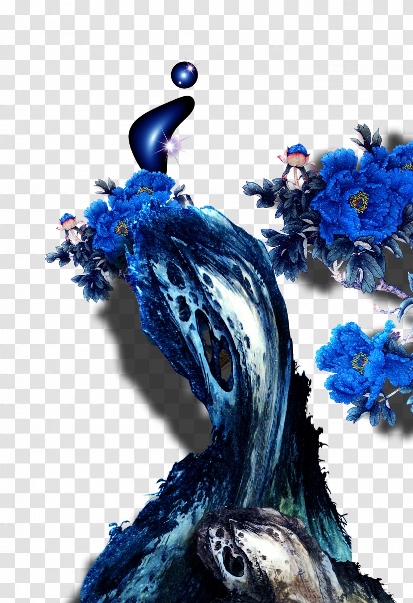 Peafowl - Cobalt Blue - Peony Transparent PNG