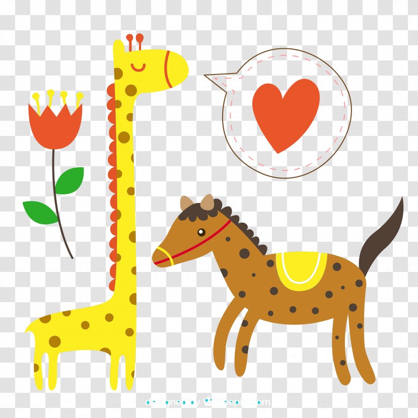 Giraffe Horse Clip Art - Orange - Cartoon And Zebra Spots Vector Transparent PNG
