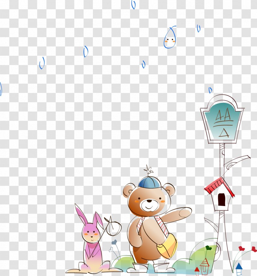 Cartoon Illustration - Flower - Bear Transparent PNG