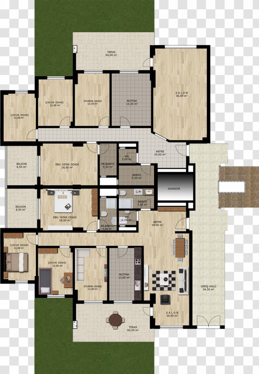 Floor Plan House Apartment Square Meter Building - 3d Transparent PNG
