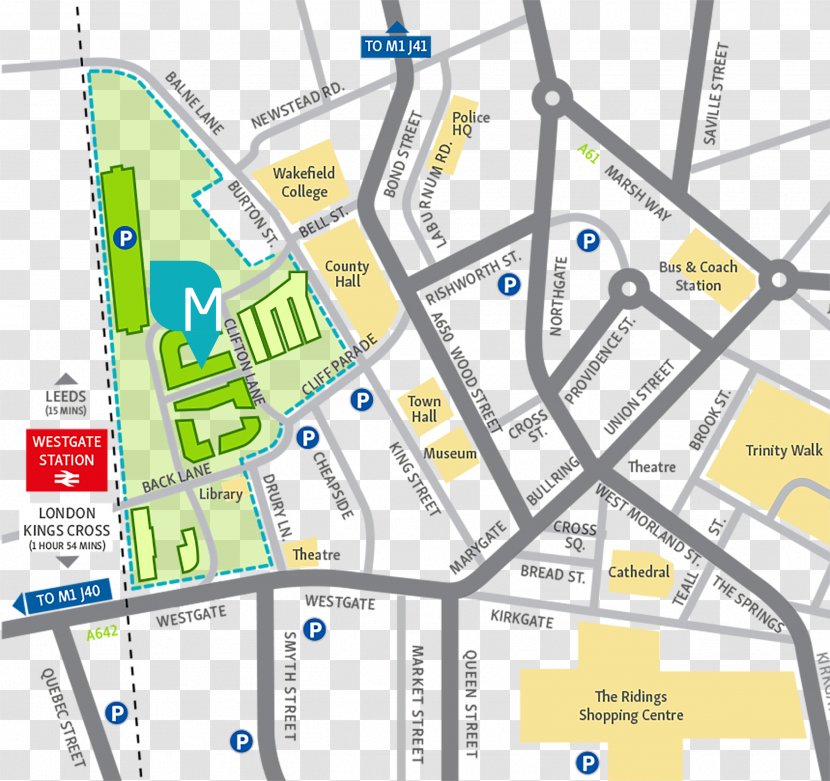 Map Wakefield Leeds Merchant Gate Car Park Kirkgate Transparent PNG