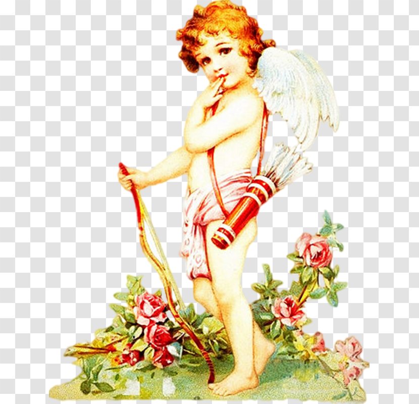 Valentine's Day Angel Cherub Post Cards Love - Fictional Character - Cupid And Psyche Transparent PNG