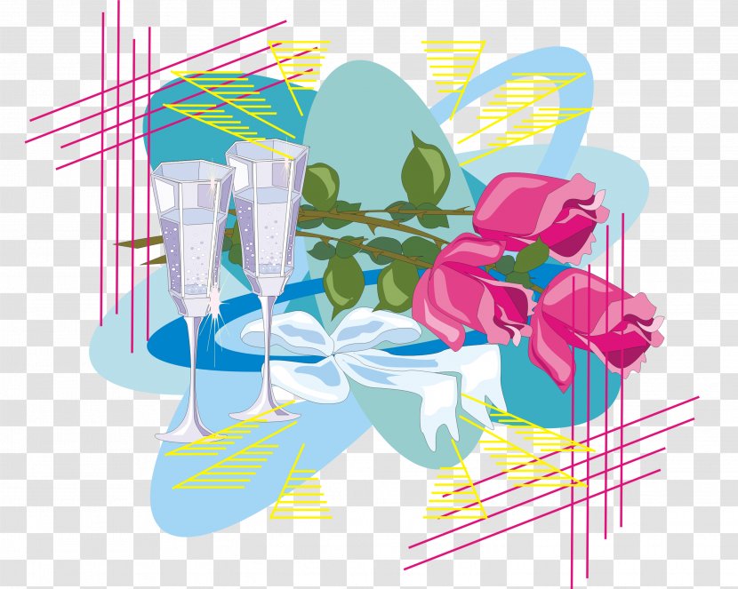 Clip Art - Restaurant - Creative Wine Glass Flowers Transparent PNG