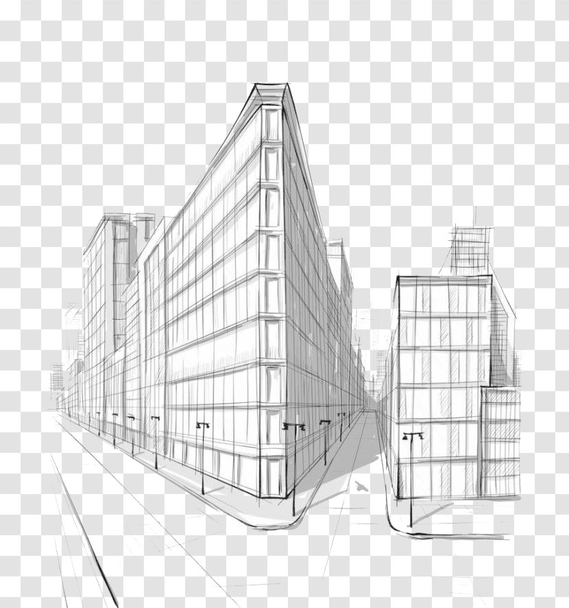 Construction Residential District Drawing Architecture - Facade - Hand-painted City Transparent PNG