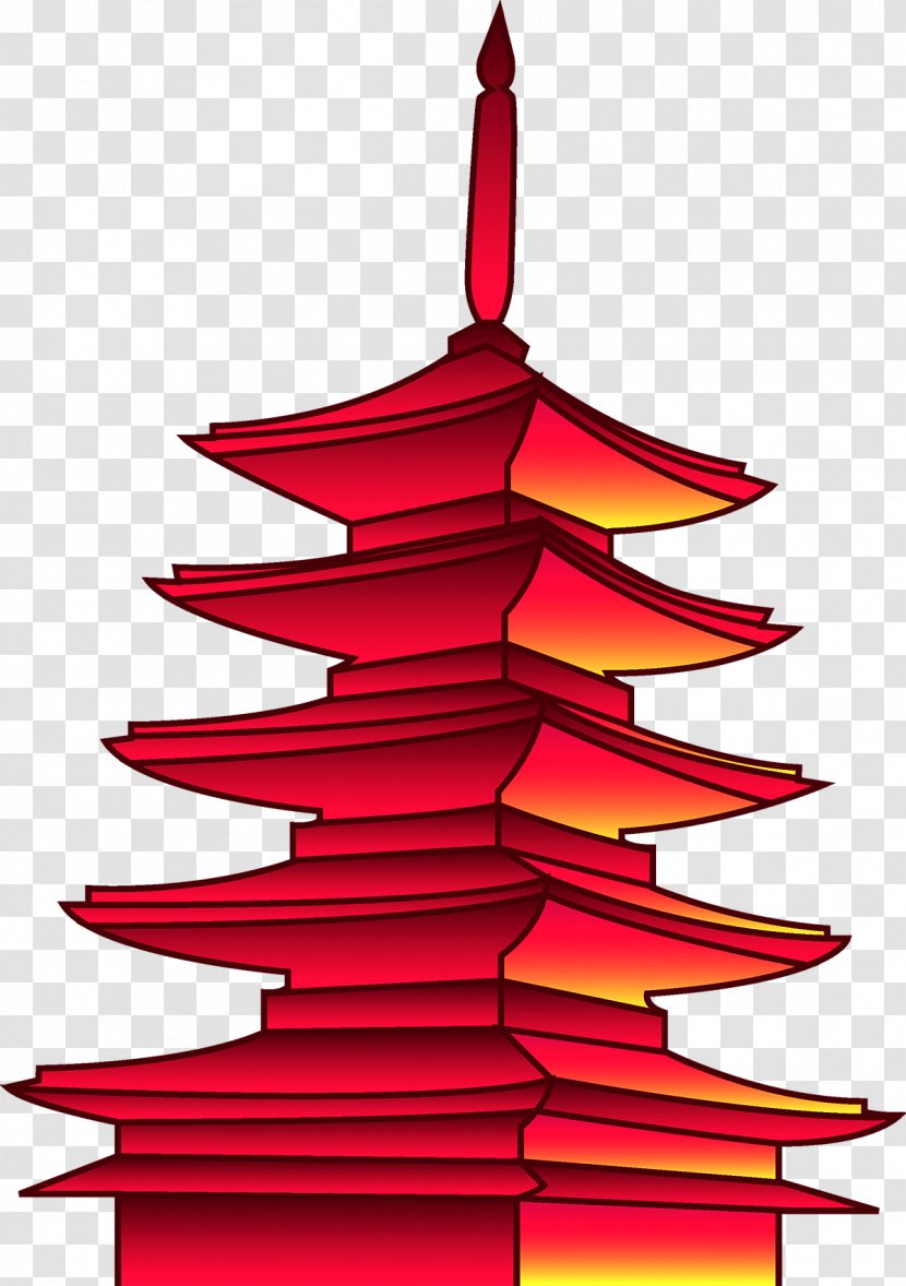 Yellow Crane Tower Building Pagoda - Christmas Decoration Transparent PNG