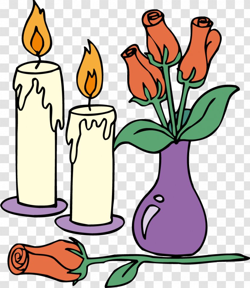 Floral Design Drawing Cartoon Vase - Artwork - Candle Vector Transparent PNG