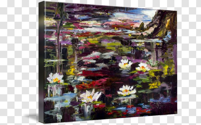 The Water Lily Pond Lilies Acrylic Paint Painting - Fine Art - Painted Lotus Transparent PNG