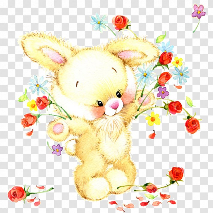 Watercolor Painting Stock Illustration Royalty-free - Tree - Rabbit Throwing Flowers Transparent PNG