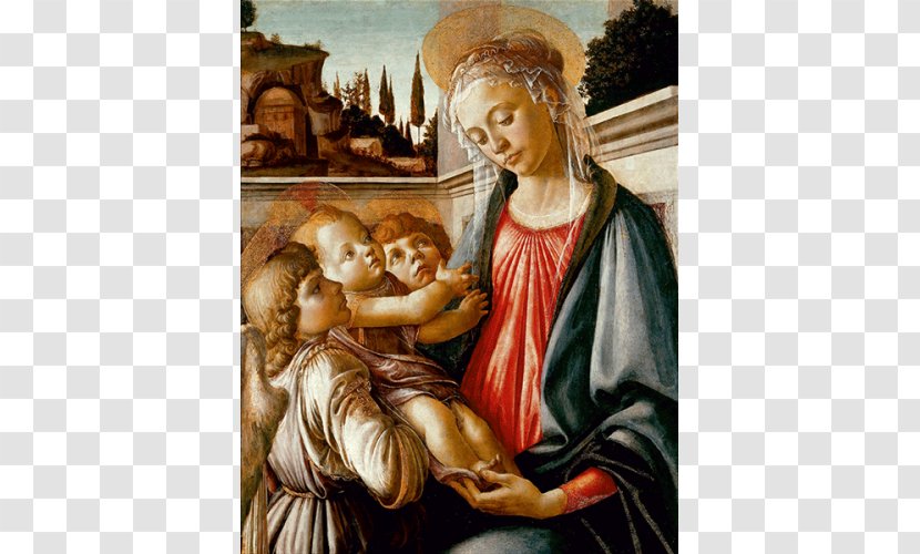 Madonna And Child Two Angels Sandro Botticelli With An Angel Virgin - Painting Transparent PNG