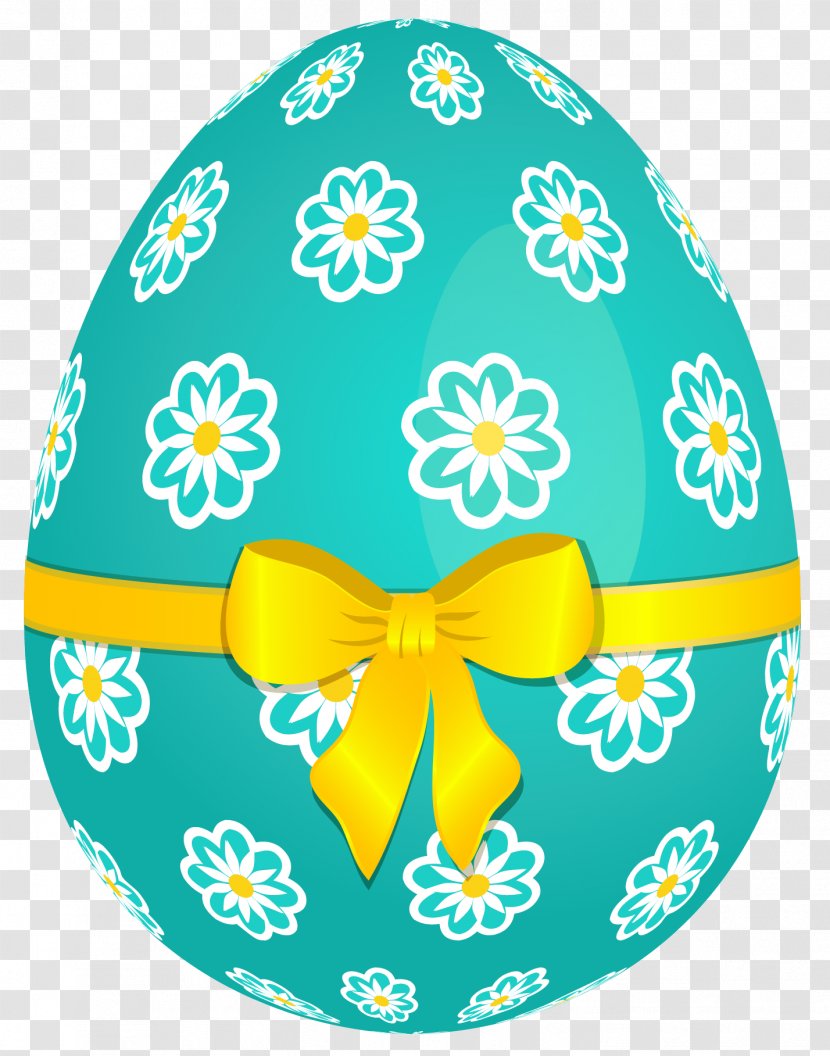 Easter Egg Basket Clip Art - Sky Blue With Flowers And Yellow Bow Picture Transparent PNG