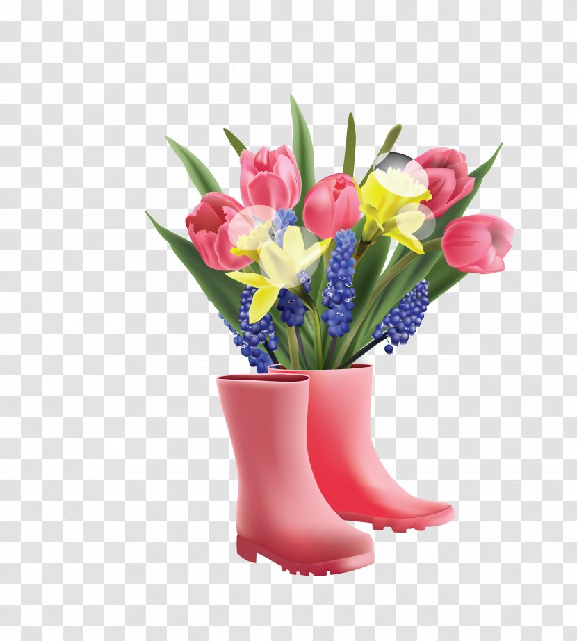 Flower Bouquet Clip Art - Cut Flowers - Vector Color Creative Rain Boots Long Lily Transparent PNG