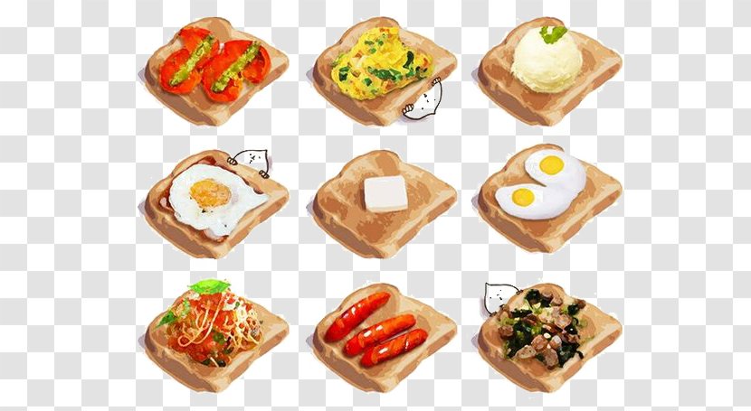 Toast Pixiv Jam Sandwich Food Illustration - Cartoon Transparent PNG