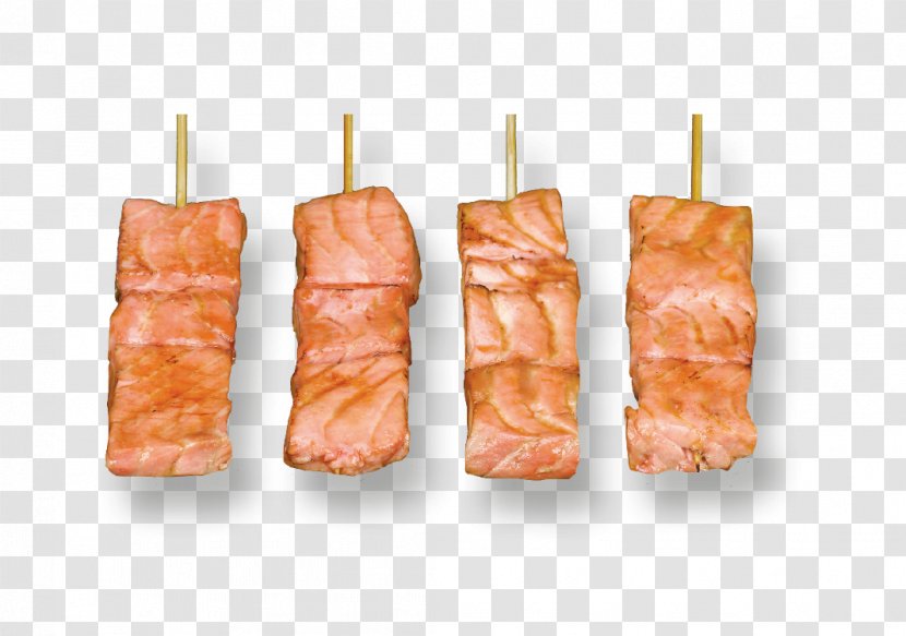 Skewer Smoked Salmon Meat Dish - Brochette Transparent PNG