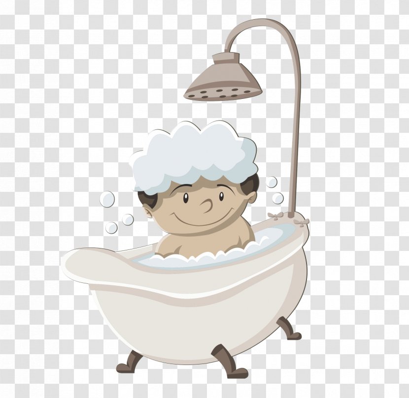 Bathing Cartoon Shower Gel - Bathtub - Cute Little Boy Baby Pictures Transparent PNG