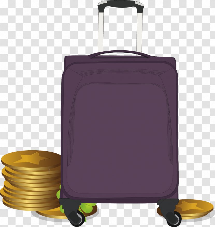 Hand Luggage Purple - Database Gold Suitcase Vector Material Transparent PNG