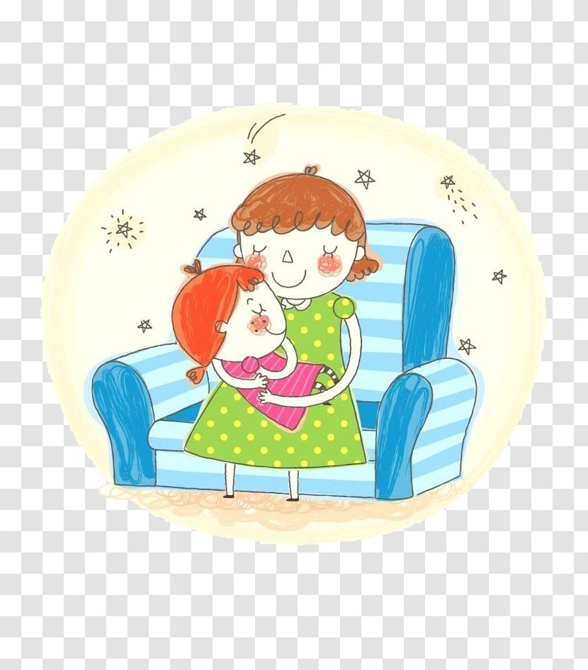 Child Mother Cartoon Illustration - Art - Happy To Fall Asleep Transparent PNG