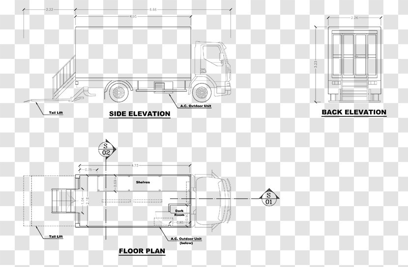 Floor Plan Furniture Technical Drawing - White - Truck Transparent PNG