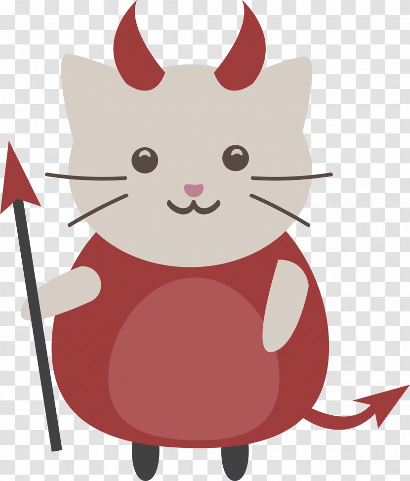 Black Cat Whiskers Halloween Euclidean Vector - Red Devil Transparent PNG