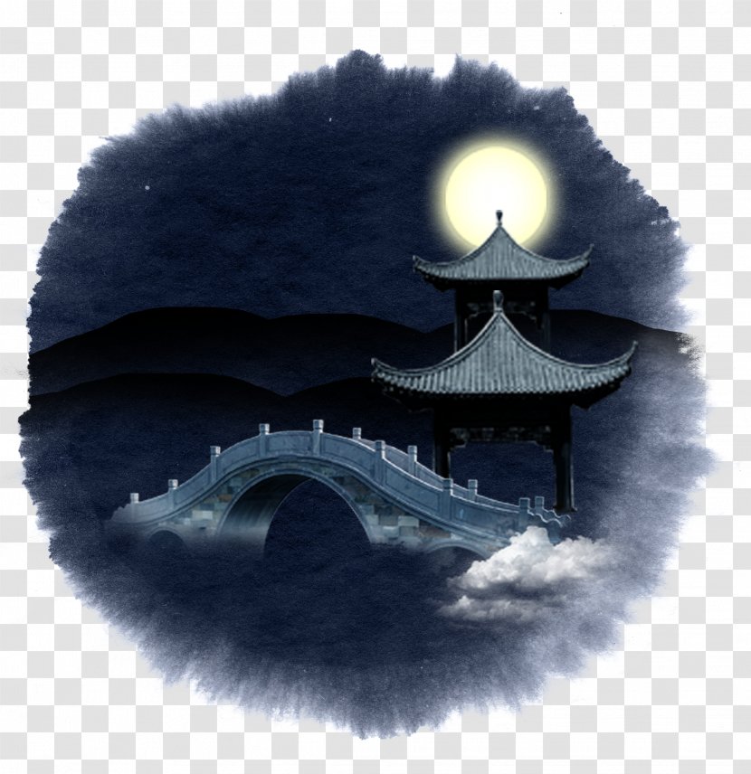 Landscape Illustration - Bridge - Moonlight Arch In The Mountains Ink Transparent PNG