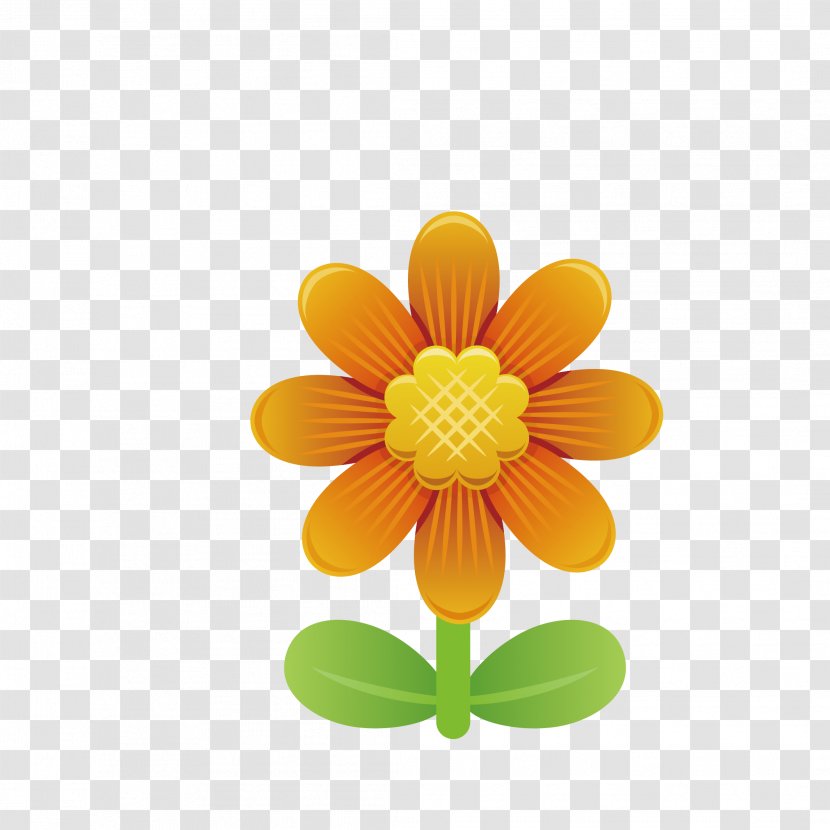Flower Clip Art - Orange - Green Sunflower Transparent PNG