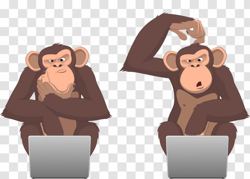 Monkey Computer Clip Art - Primate - Little Playing Transparent PNG