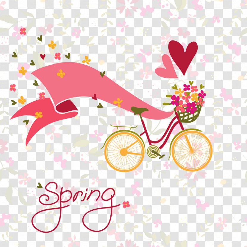 Bicycle Flower Stock Photography Illustration - Basket - Bike Ribbon Transparent PNG